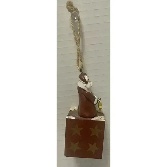 Vintage Santa Claus "HO HO‎ HO" Toy Block Christmas Statue Ornament 3.25” High - Picture 2 of 4